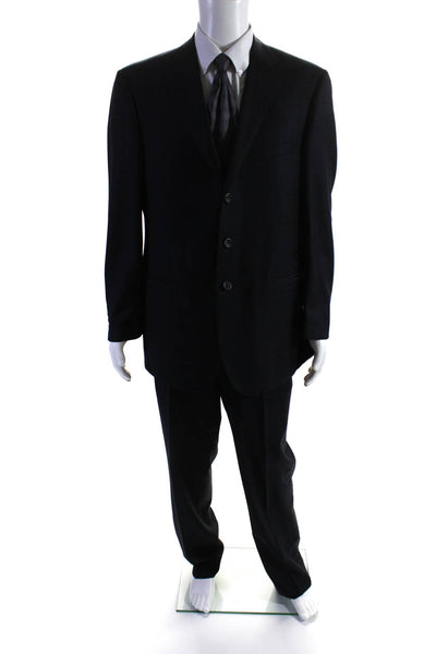 Mattarazi Uomo Men's Long Sleeves Lined Two Piece Plaid Pant Suit Size 52