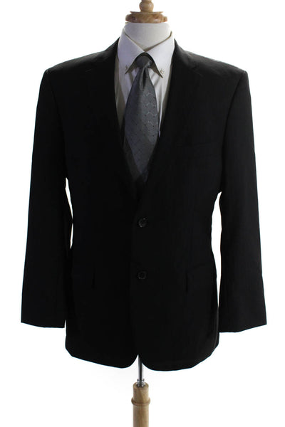 Boss Hugo Boss Mens Pinstriped Two Button Blazer Black Wool Size 42 Regular