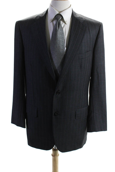 Brooks Brothers Mens Striped Two Button Blazer Gray Purple Wool Size 42 Long