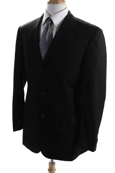 Corneliani Mens Three Button Blazer Jacket Black Wool Size EUR 50 Regular