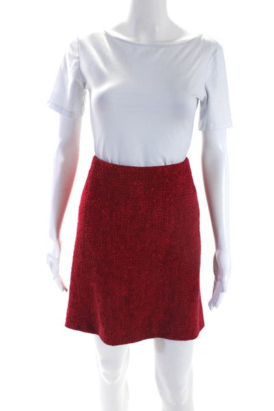 Akris Punto Womens Back Zip Knee Length Knit Pencil Skirt Red Cotton Size 8