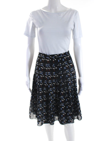 Akris Punto Womens Back Zip Knee Length Dotted A Line Skirt Navy Multi Size 12