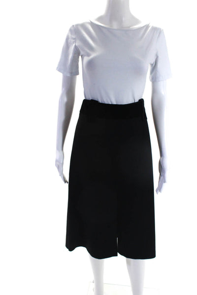 Dorothee Schumacher Womens Back Zip Velvet Trim Front Slit Skirt Black Size 3