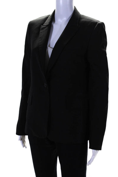 Club Monaco Womens Woven Long Sleeved Peak Lapel One Button Blazer Black Size 6
