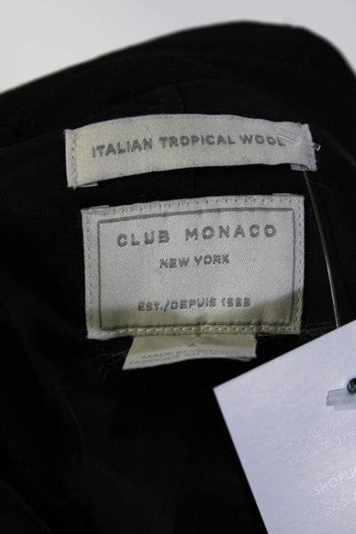 Club Monaco Womens Woven Long Sleeved Peak Lapel One Button Blazer Black Size 6