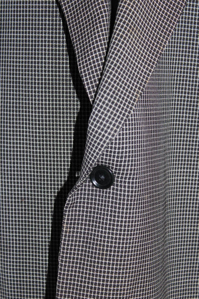 Take 6 by Kashani Mens Plaid Collared One Button Blazer Black White Size 66