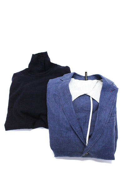 Brooks Brothers Bugatchi Mens Sweater Blazer Jacket Blue Size Large 38 Lot 2