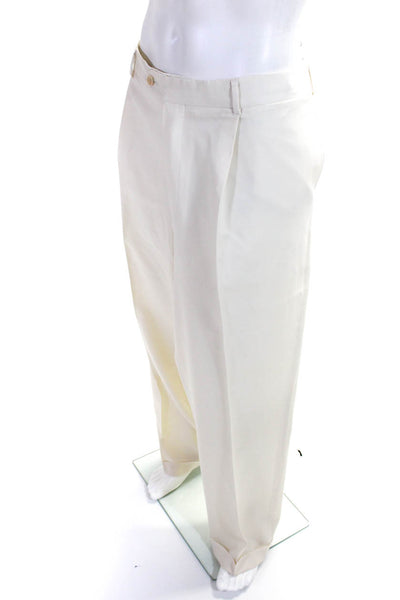 Coppley Mens Wool Pleated Front Dress Trousers Pants Ivory White Size 50T