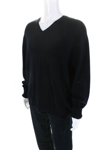 Saks Fifth Avenue Mens Cashmere V Neck Sweater Navy Blue Size Extra Extra Large