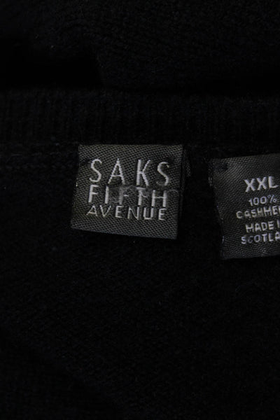 Saks Fifth Avenue Mens Cashmere V Neck Sweater Navy Blue Size Extra Extra Large