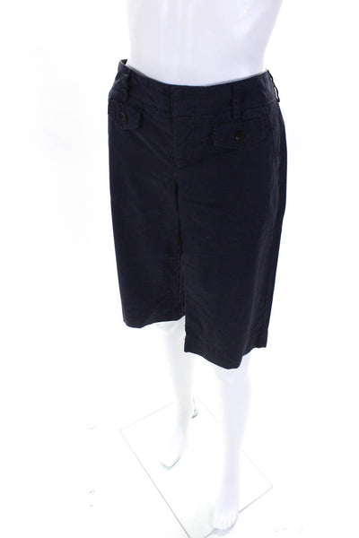 Vince Womens Cotton Button Closure Mid-Rise Knee Length Shorts Navy Size 4