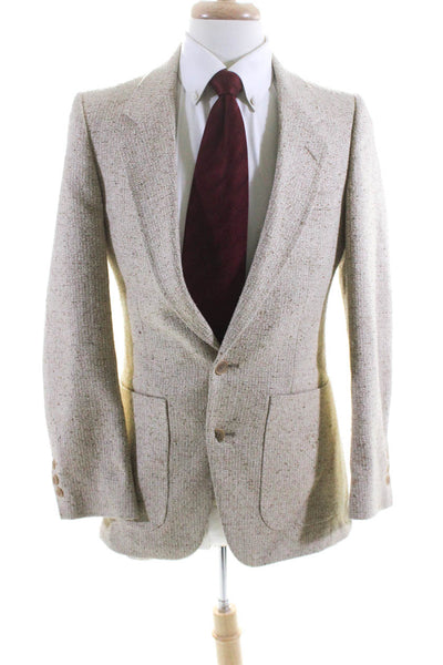 Daniel Hechter Men's Collared Long Sleeves Two Button Lined Jacket Beige Size 42