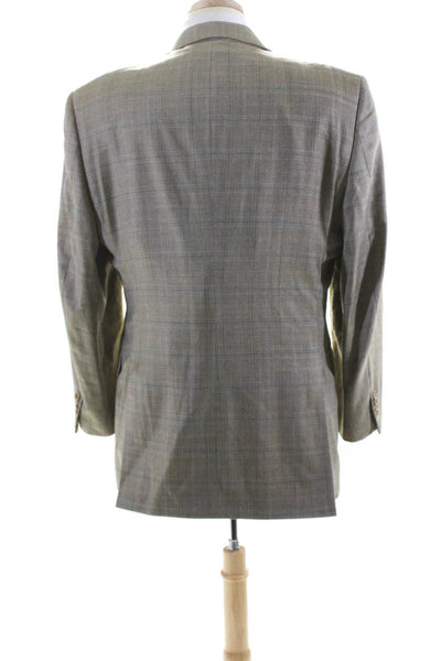 Loro Piana Men's Collared Long Sleeves Lined Beige Plaid Jacket Size 44