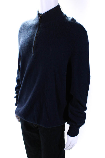 Black Saks Fifth Avenue Mens Cashmere 1/2 Zip Long Sleeve Sweater Blue Size 2XL