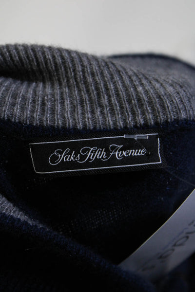 Black Saks Fifth Avenue Mens Cashmere 1/2 Zip Long Sleeve Sweater Blue Size 2XL