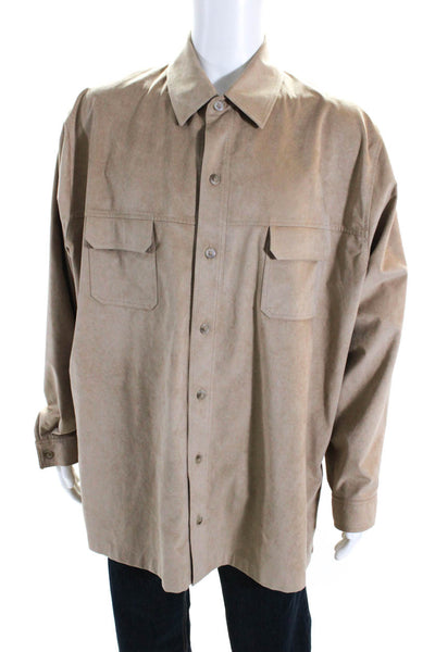 Maus & Hoffman Mens Long Sleeves Button Up Microfiber Shirt Beige Size XXL