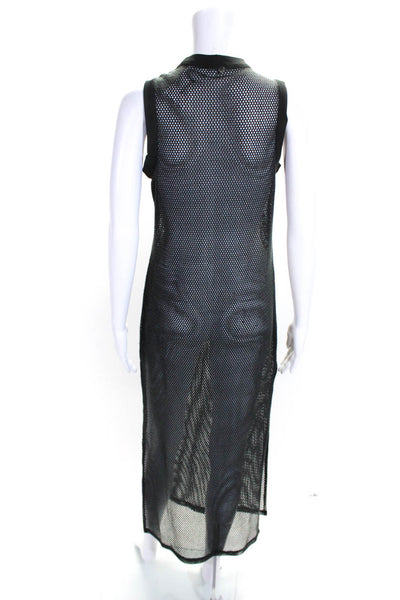 Karl Lagerfeld Beahcwear Womens Netted Sleeveless Beach Coverup Black Size XS