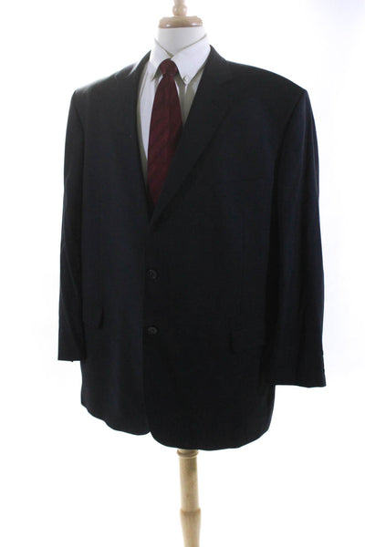 Jack Victor Mens Wool Window Pane Print Buttoned Collared Blazer Navy Size EUR50