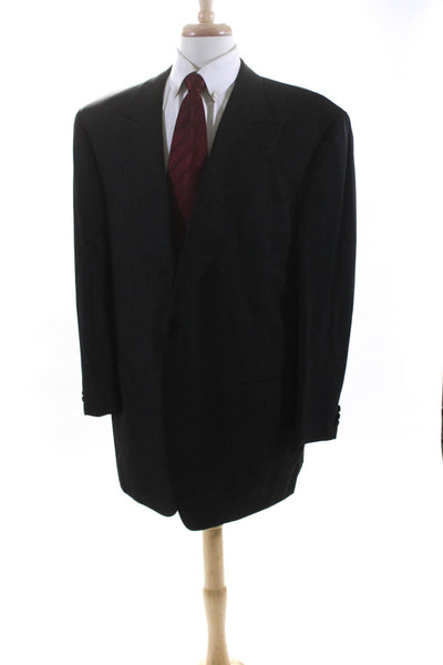 Canali Mens Wool Darted Buttoned Long Sleeve Tuxedo Jacket Black Size EUR62