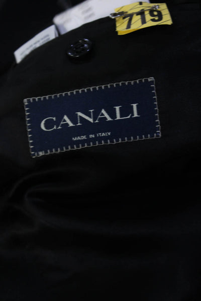 Canali Mens Wool Darted Buttoned Long Sleeve Tuxedo Jacket Black Size EUR62