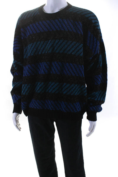 Mondo Mens Textured Striped Print Colorblock Pullover Sweater Top Blue Size 2X