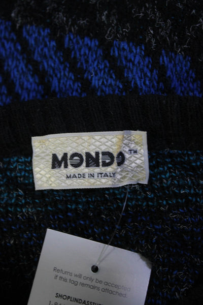 Mondo Mens Textured Striped Print Colorblock Pullover Sweater Top Blue Size 2X