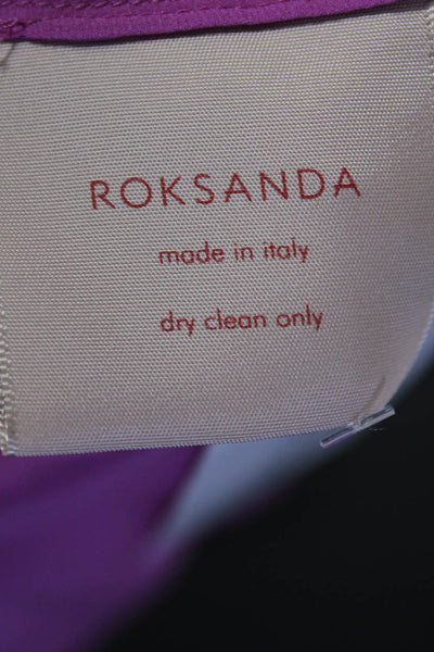 Roksanda Womens 100% Silk Tiered Long Sleeved Round Neck Blouse Pink Size M