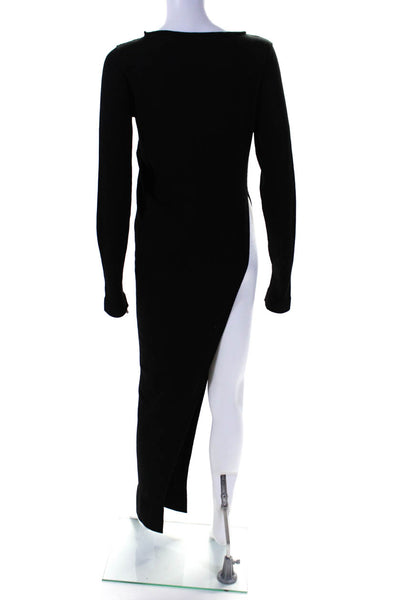 Rick Owens Womens Long Sleeves Side Slit Sweater Dress Black Wool Size Large