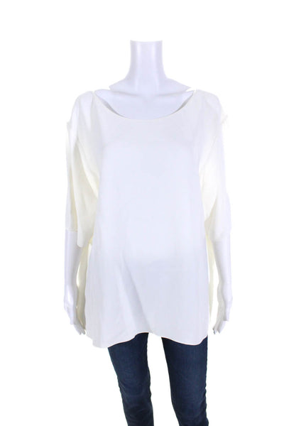 The Row Womens Solid White Scoop Neck Short Sleeve Oversized S