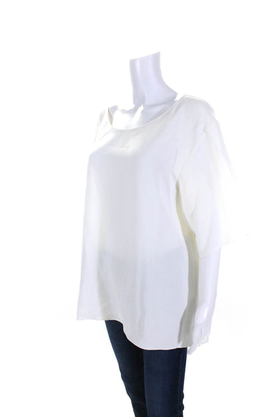 The Row Womens Solid White Scoop Neck Short Sleeve Oversized S