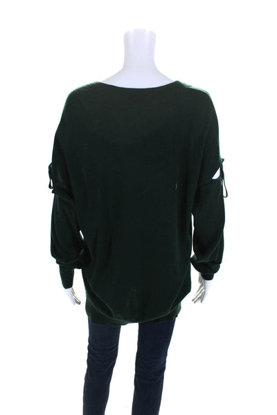 P.a.r.o.s.h. Womens Green Wool Distress Long Sleeve Cardigan Sweater Top Size M