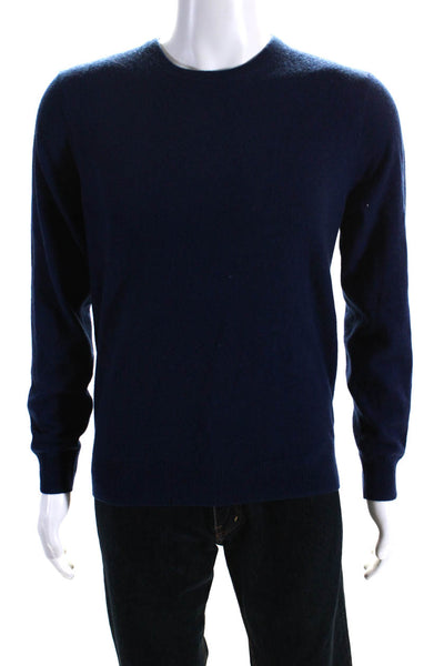 Phenix Mens Pullover Long Sleeve Crew Neck Cashmere Sweater Navy Blue Medium