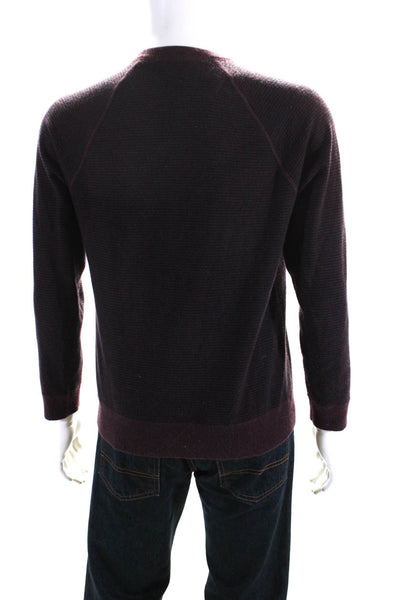 Vince Mens Pullover Long Sleeve Crew Neck Striped Cashmere Sweater Red Small