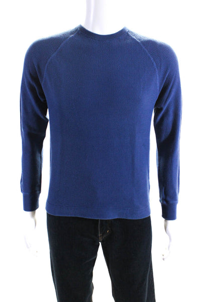 James Perse Mens Long Sleeve Crew Neck Knit Tee Shirt Blue Cotton Size 1