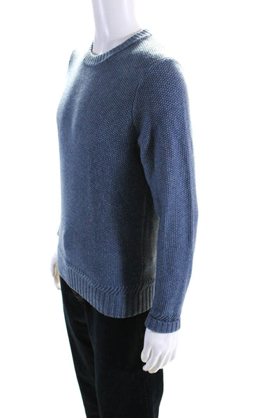 Neiman Marcus Mens Pullover Crew Neck Wool Knit Sweater Blue Size Small