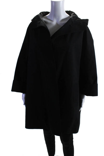 The Row Womens Button Front Hooded Oversized Coat Black Cotton Size Small