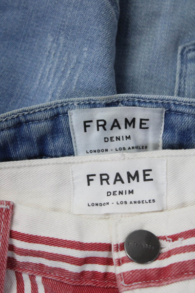 Frame Women's Five Pockets Button Closure Light Wash Cutoff Short Size 24 Lot 2