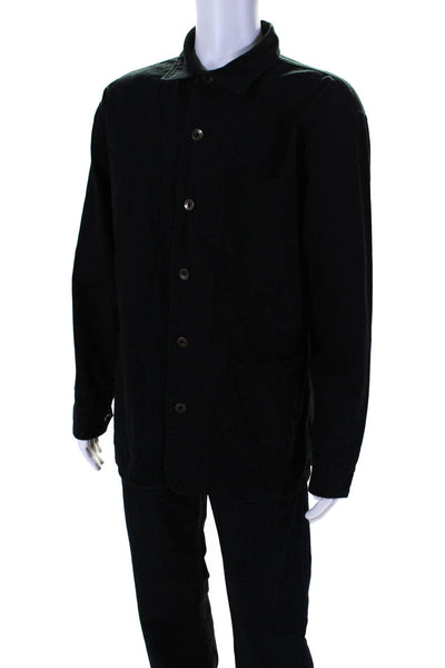 Imperfects Mens Organic Cotton Button Collared Long Sleeve Jacket Navy Size 2XL
