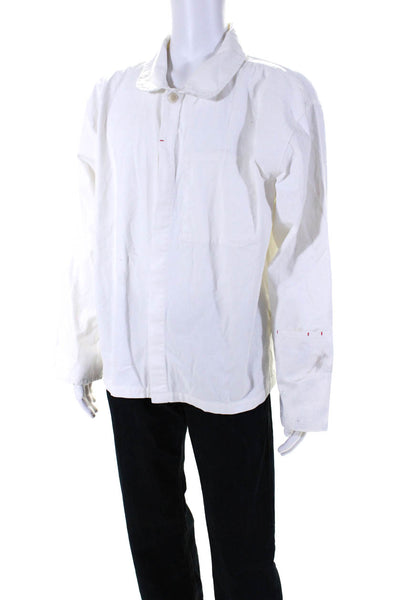 Imperfects Mens Organic Cotton Button Collared Long Sleeve Jacket White Size 2XL