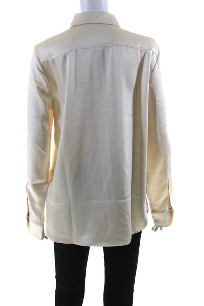 7 For All Mankind Womens Long Sleeves Button Down Blouse White Size Medium