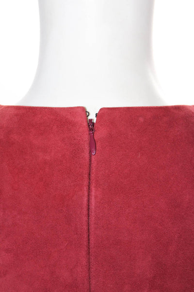 Balenciaga Leather Womens Lambskin Darted Short Sleeve Dress Red Size EUR40