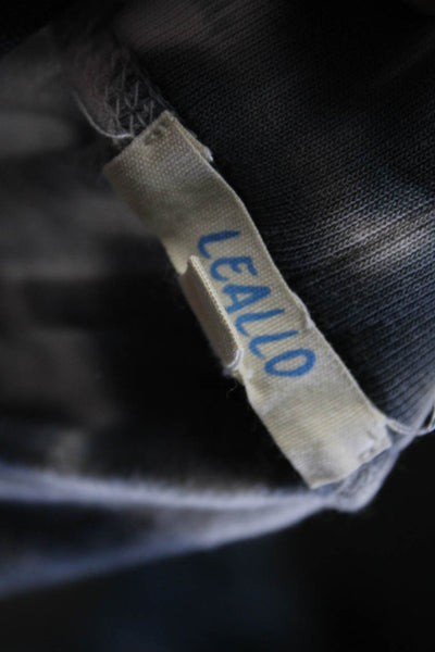 Leallo Womens Cotton Tie Dye Crew Neck Long Sleeve Shirt + Pants Set Blue Size S
