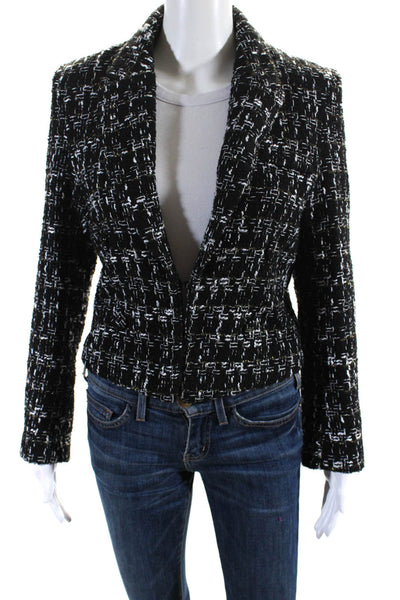 Heartloom Womens Wool Blend Metallic V-Neck Collared Blazer Jacket Black Size S