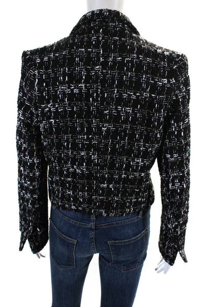 Heartloom Womens Wool Blend Metallic V-Neck Collared Blazer Jacket Black Size S