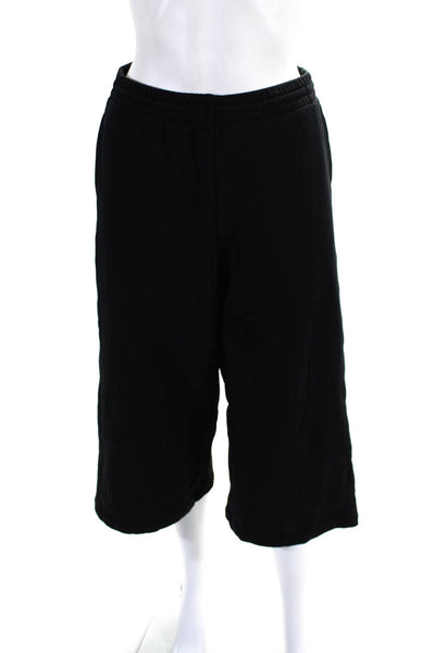 COS Womens Cotton Terry Drawstring Waist Wide Leg Capri Sweatpants Black Size S