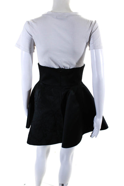 Fausto Puglisi Womens White Black Color Block Knee Length A-Line Skirt Size 4