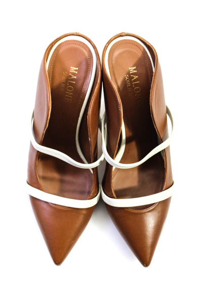 Malone Souliers Womens Brown Leather Strappy High Heels Mules Shoes Size 6