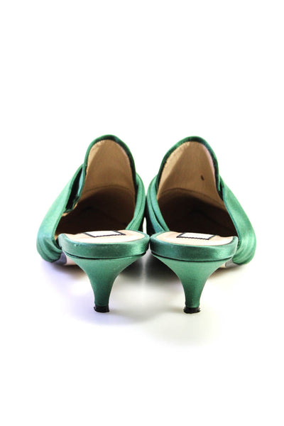 N 21 Womens Dark Green Leather Twist Front Kitten Heels Mules Shoes Size 5