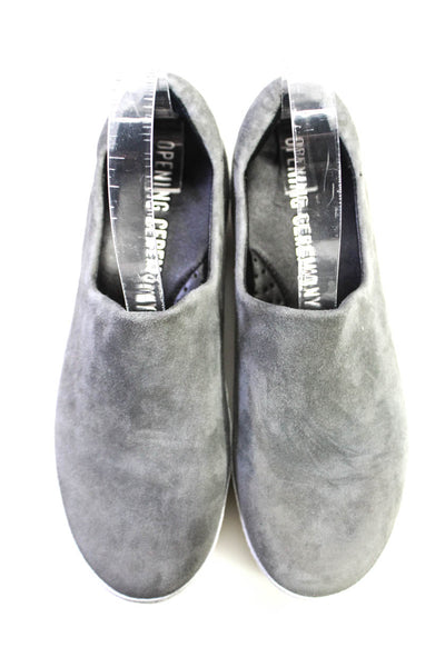 Opening Ceremony Womens Slip On Round Toe Platform Sneakers Gray Suede Size 36