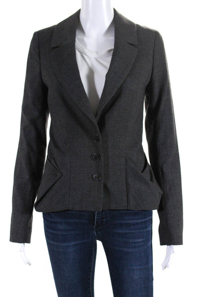 AllSaints Co Ltd Spitalfields Womens Gray Wool Three Button Blazer Size 10